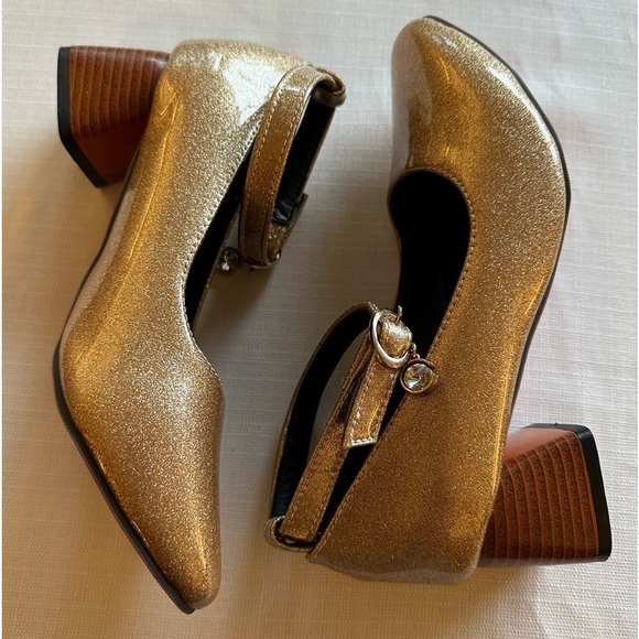 Gold Glitter Bobbie Pumps Size 39 - Picture 10 of 13